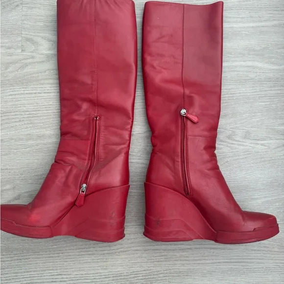 Rare vintage prada FW 2014 Red wedge Boots - Picture 3 of 7